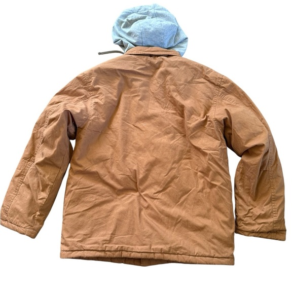Men’s open Trail tan full quilted jacket with front snaps & hood. Size Medium - Picture 5 of 9